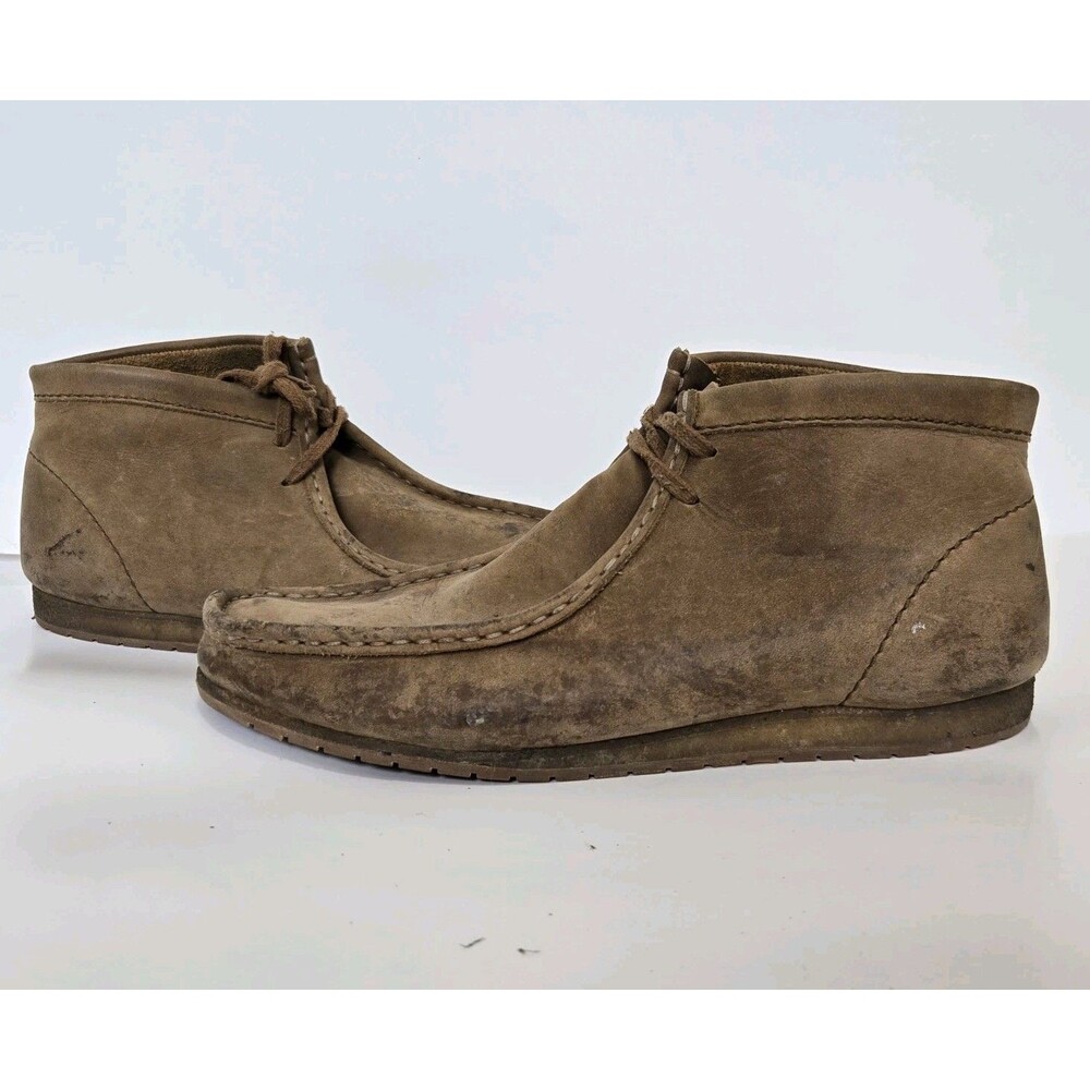 Clarks Boots Mens 11 Wallabee Chukka Desert Shoes Brown Leather Lace Up Mid Top